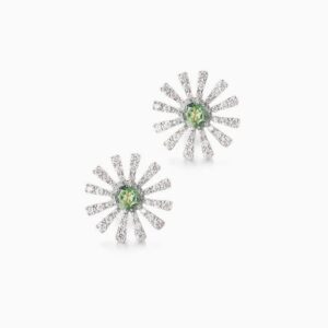 Green Tsavorite and Diamond Studs