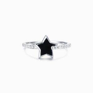 Black Enamel Star Ring