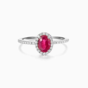 Ruby with Diamond Halo Ring